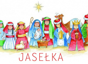 Ilustracja z napisem „Jasełka"
